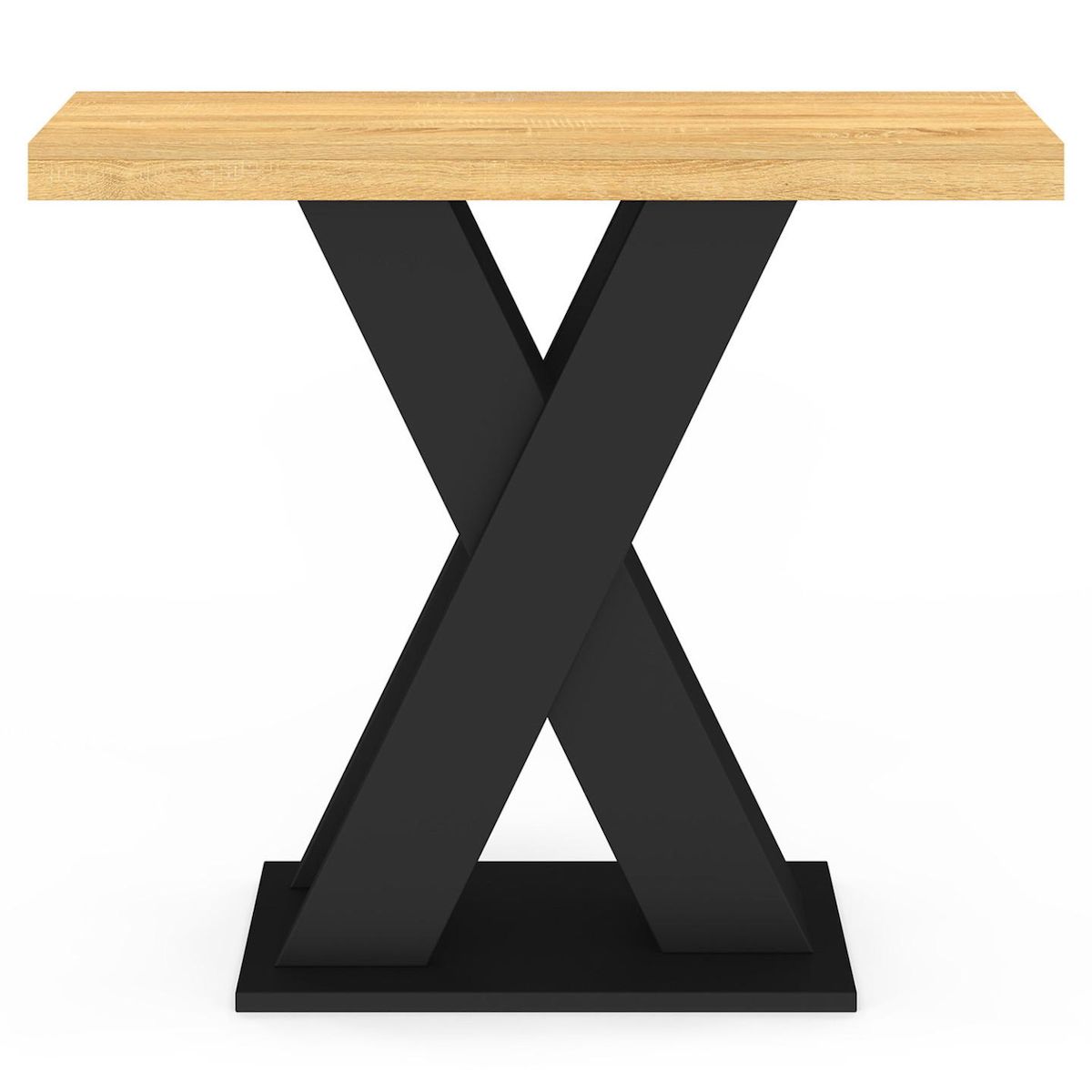 ID MARKET Console ALICIA plateau bois et pied X noir