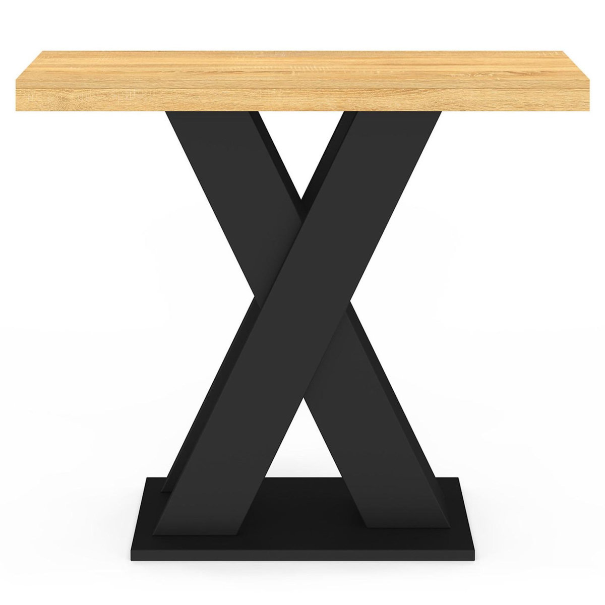 ID MARKET Console ALICIA plateau bois et pied X noir