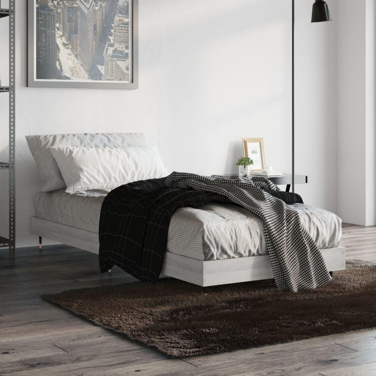 VIDAXL Cadre de lit sans matelas sonoma gris 75x190 cm