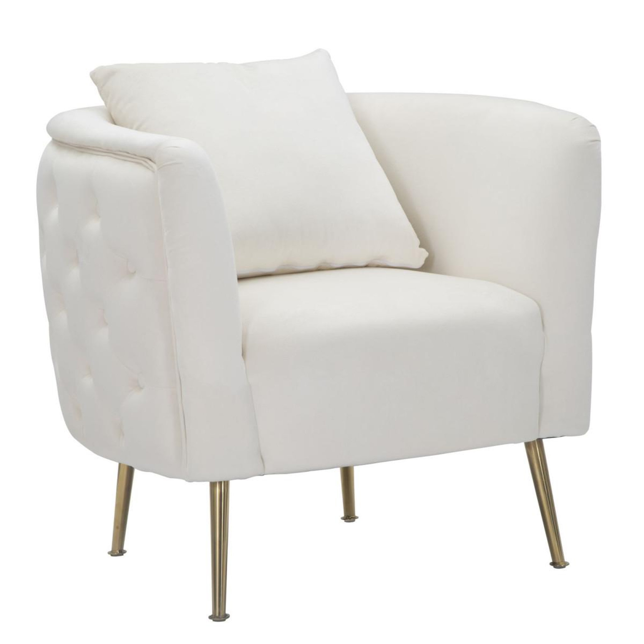 Paris Prix Fauteuil en Velours  Bucarest  76cm Crème