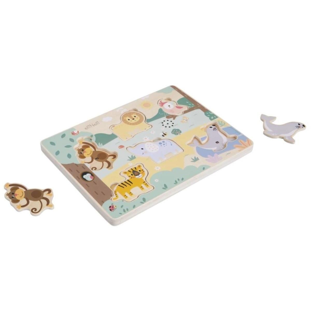 ELINELI Puzzle Sonore en Bois Animaux