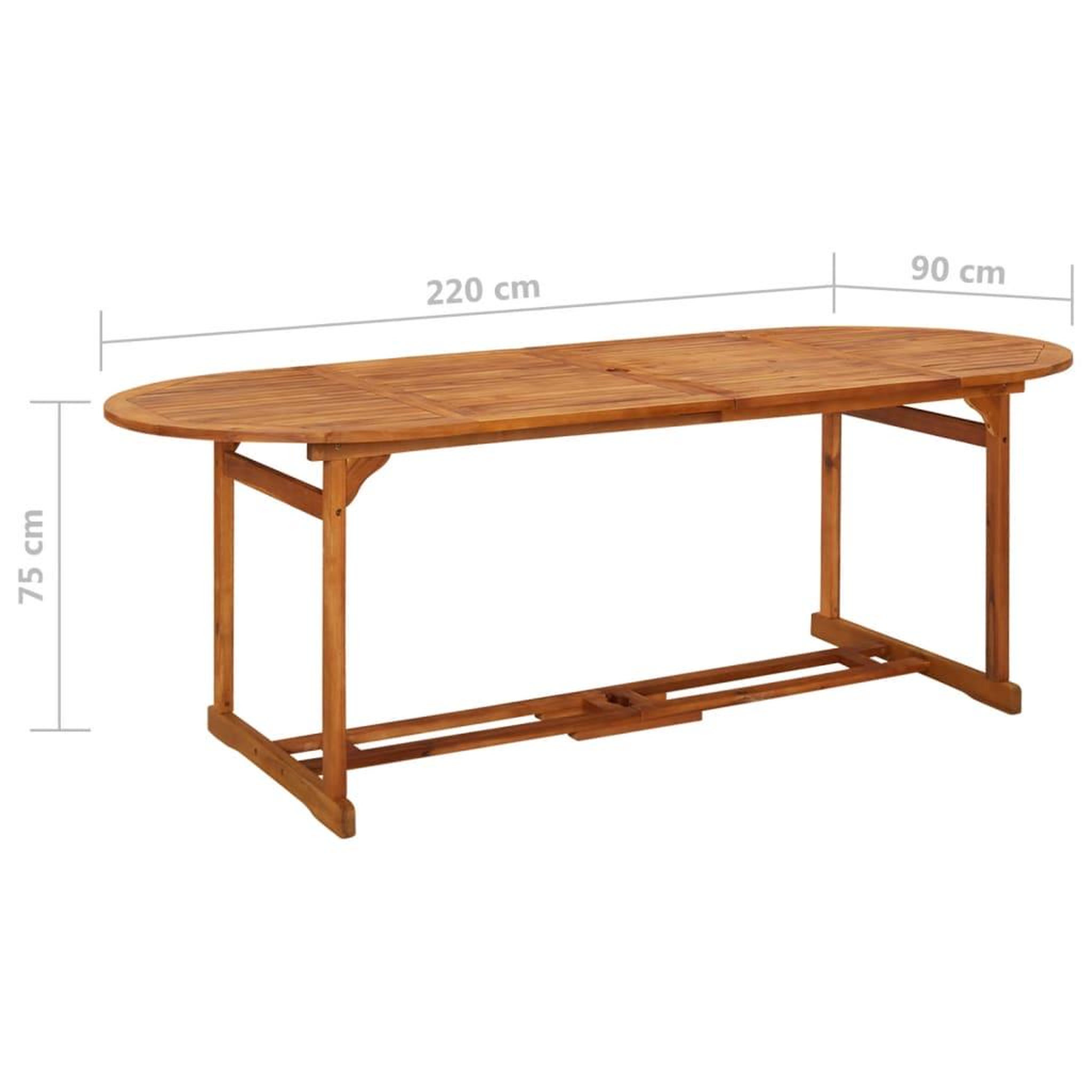 Voir la diapositive 6 : VIDAXL Table a dîner de jardin 220x90x75 cm Bois d'acacia massif