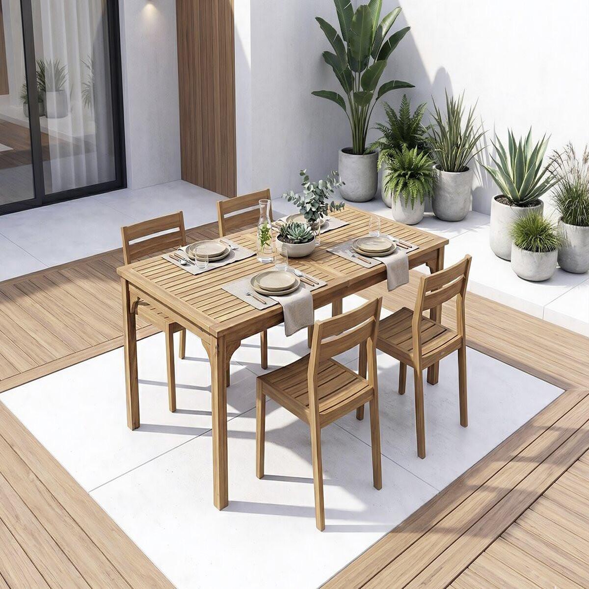 Voir la diapositive 2 : Habitat et Jardin Table de jardin extensible en bois 180/240 cm  Valladolid  – 6 à 10 places - Marron
