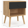 Voir la diapositive 5 : ID MARKET Lot de 2 tables de chevet EMMIE scandinaves 1 tiroir avec niche hêtre et noir