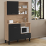 Voir la diapositive 2 : ID MARKET Buffet de cuisine 120 CM CINA 3 portes + 1 tiroir façon hêtre et noir