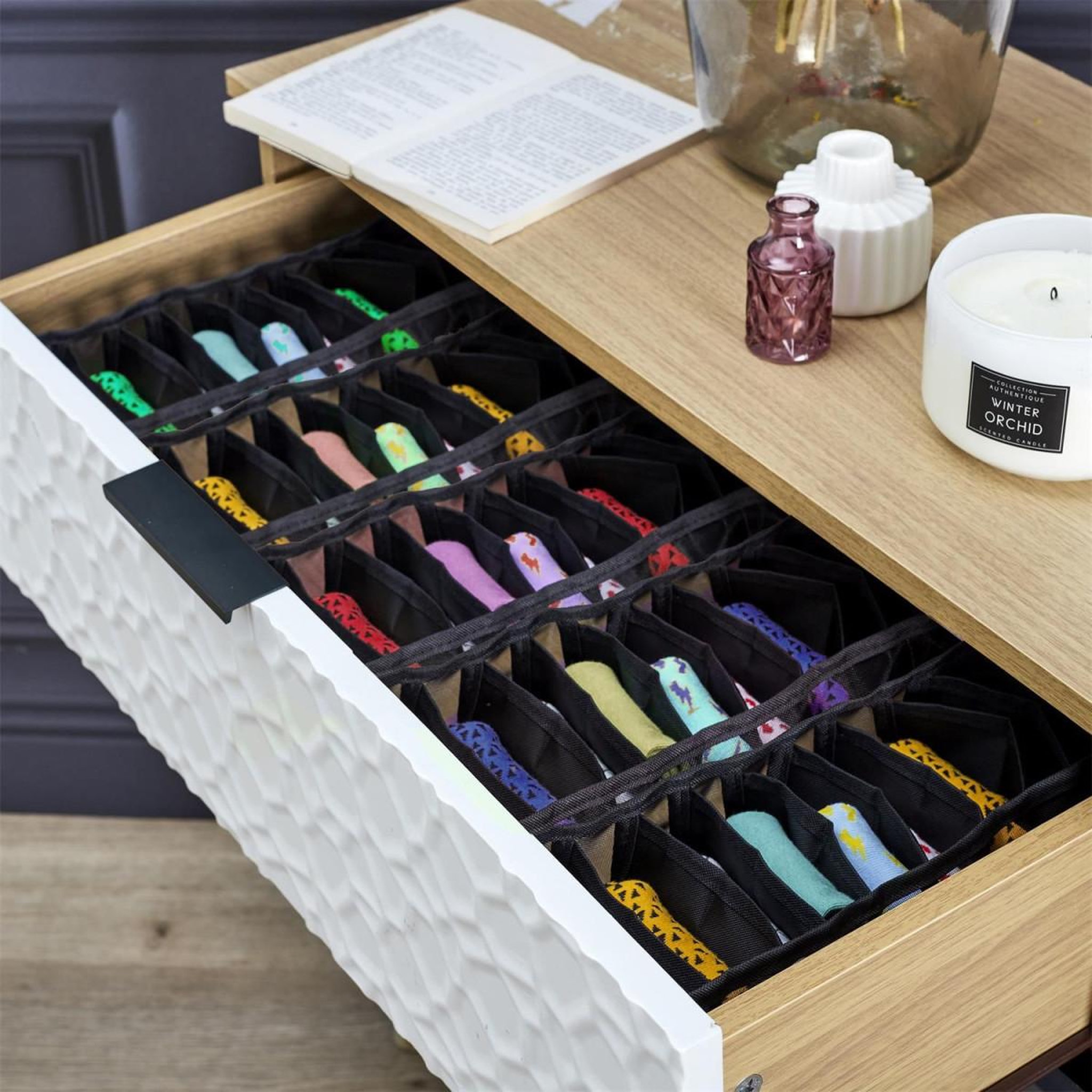 Voir la diapositive 4 : Je cherche une idee Lot de 11 rangements  sous-vêtements  32cm noir