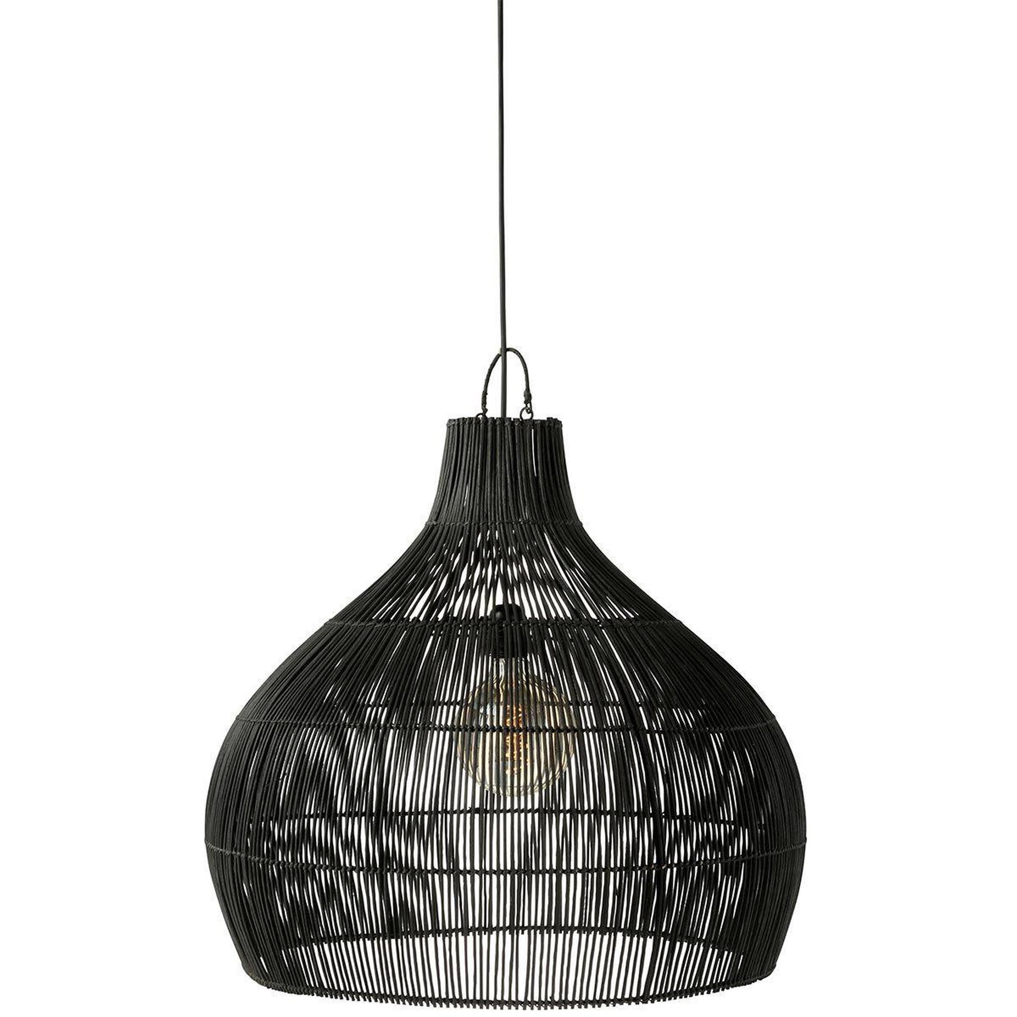 Voir la diapositive 2 : J-LINE Abat-jour poire en rotin  lyna  83cm noir