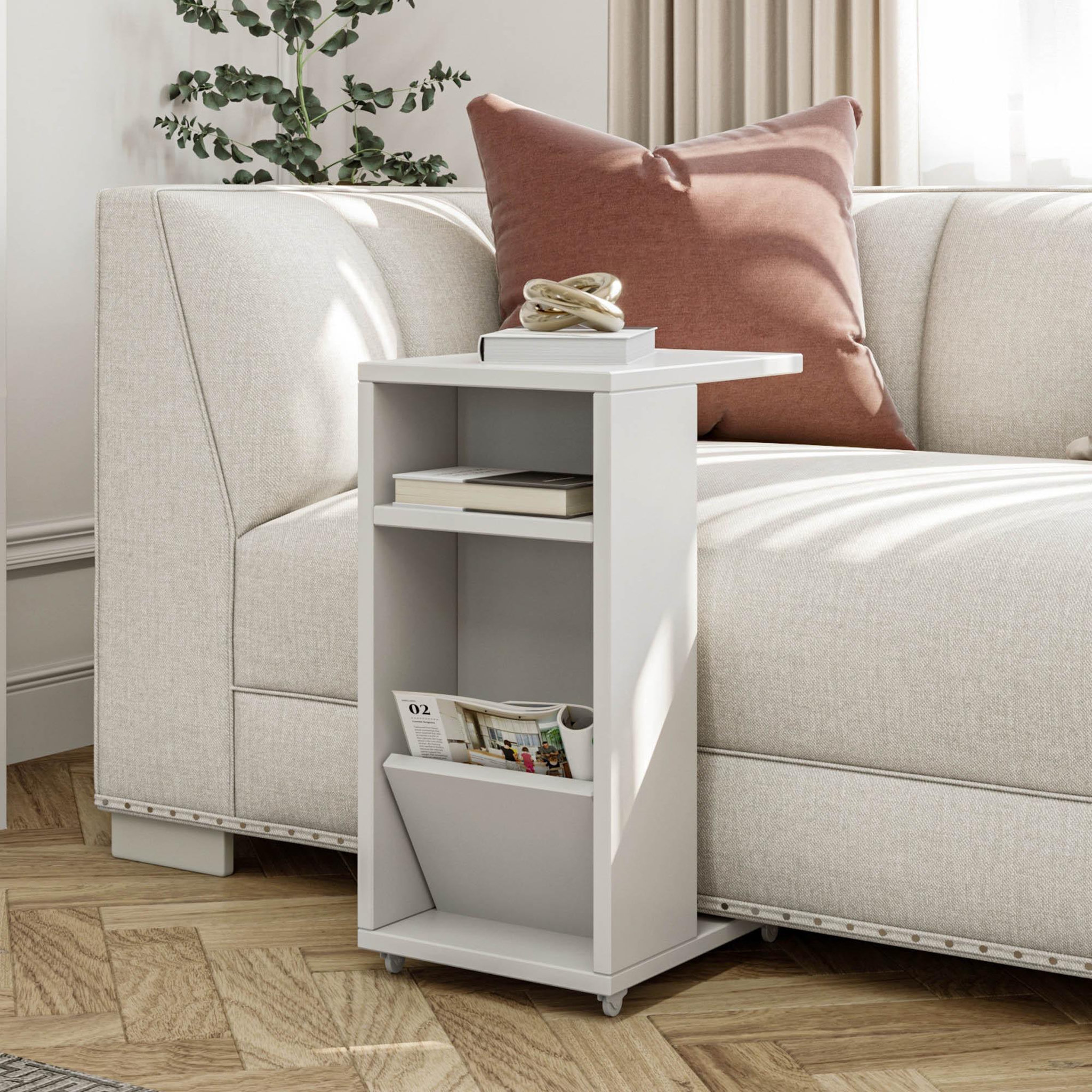 Voir la diapositive 2 : Habitat et Jardin Table d'appoint en bois  filinta  - 30 x 40 x 63 cm - blanc