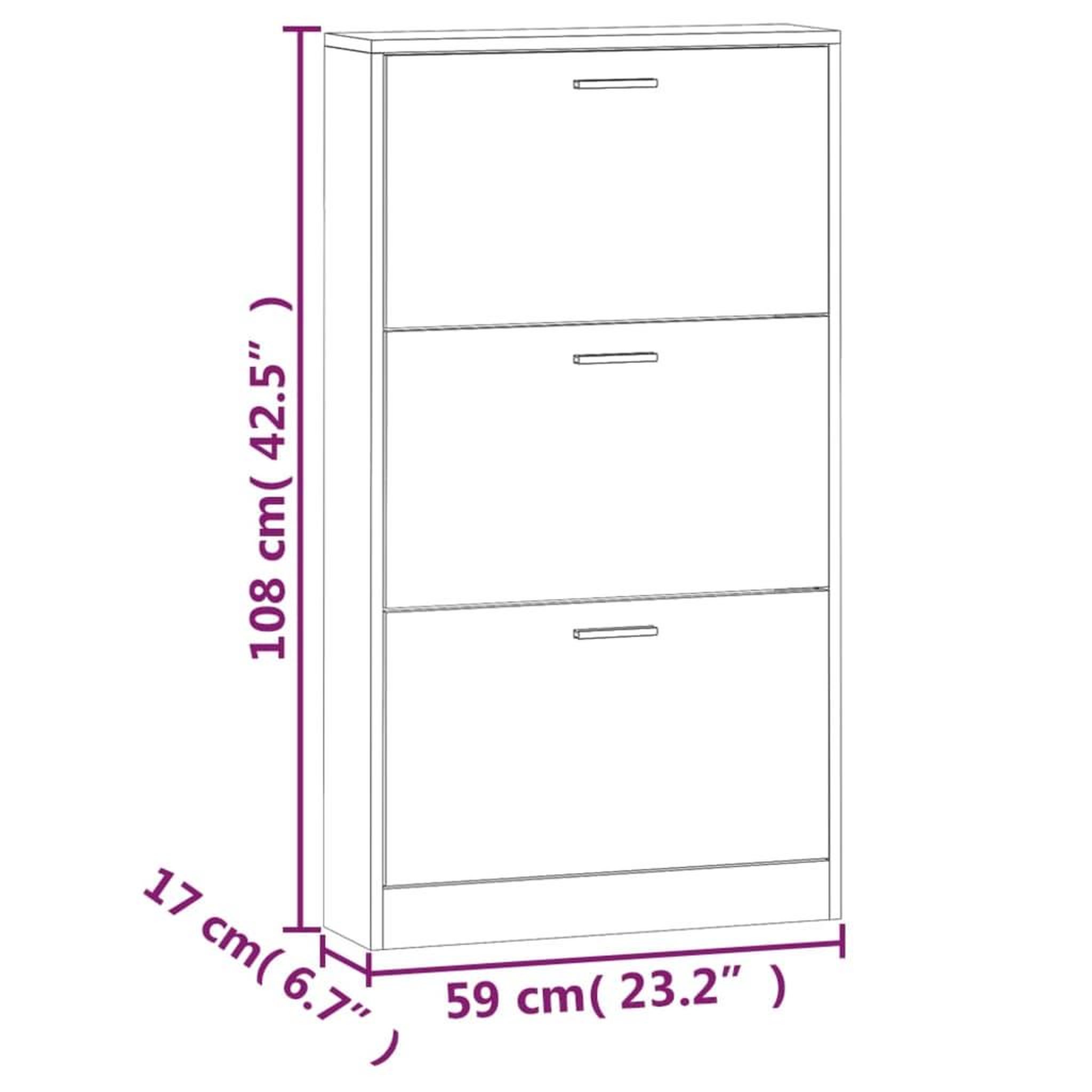 Voir la diapositive 6 : VIDAXL Armoire a chaussures Chene fume 59x17x108 cm Bois d'ingenierie