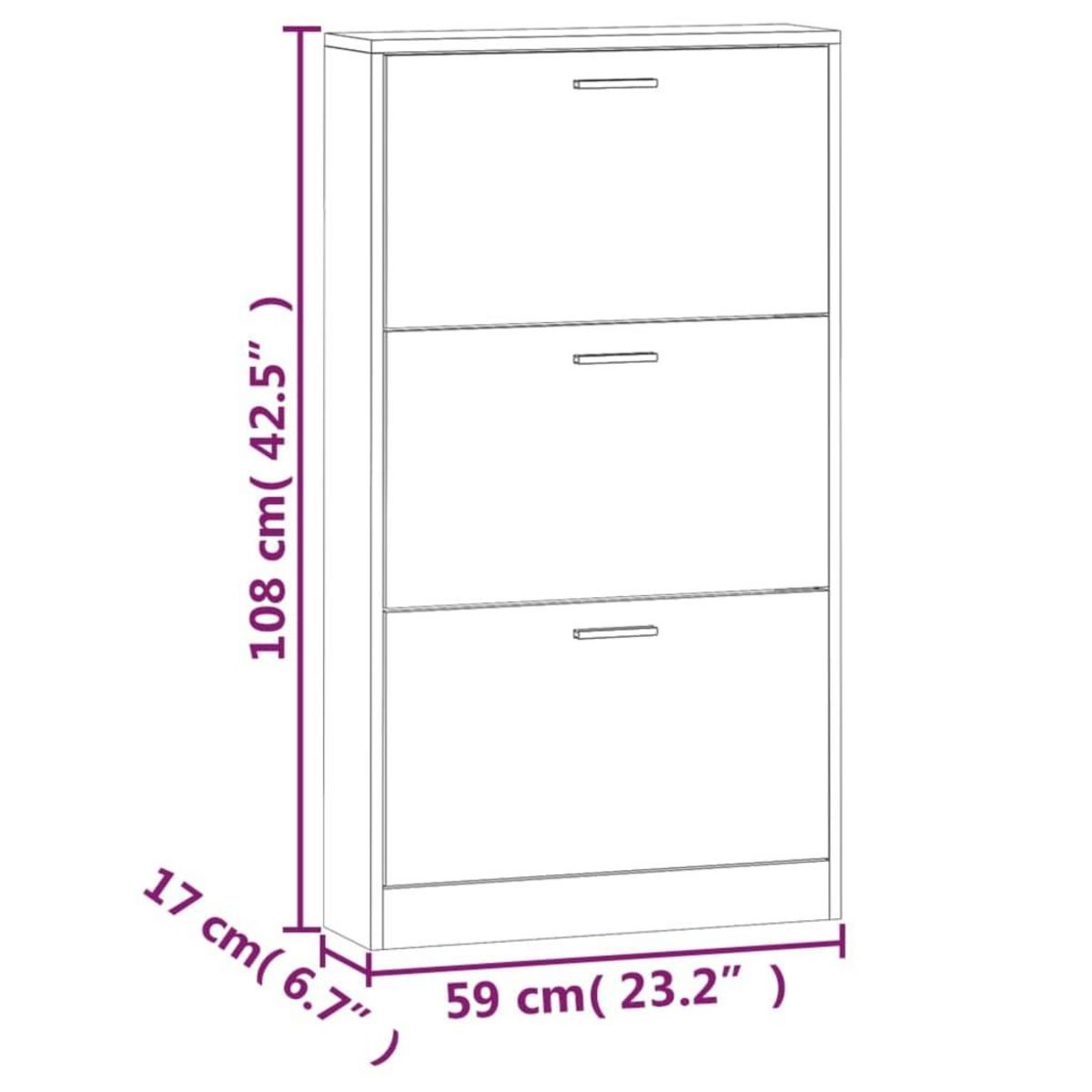 VIDAXL Armoire a chaussures Chene fume 59x17x108 cm Bois d'ingenierie
