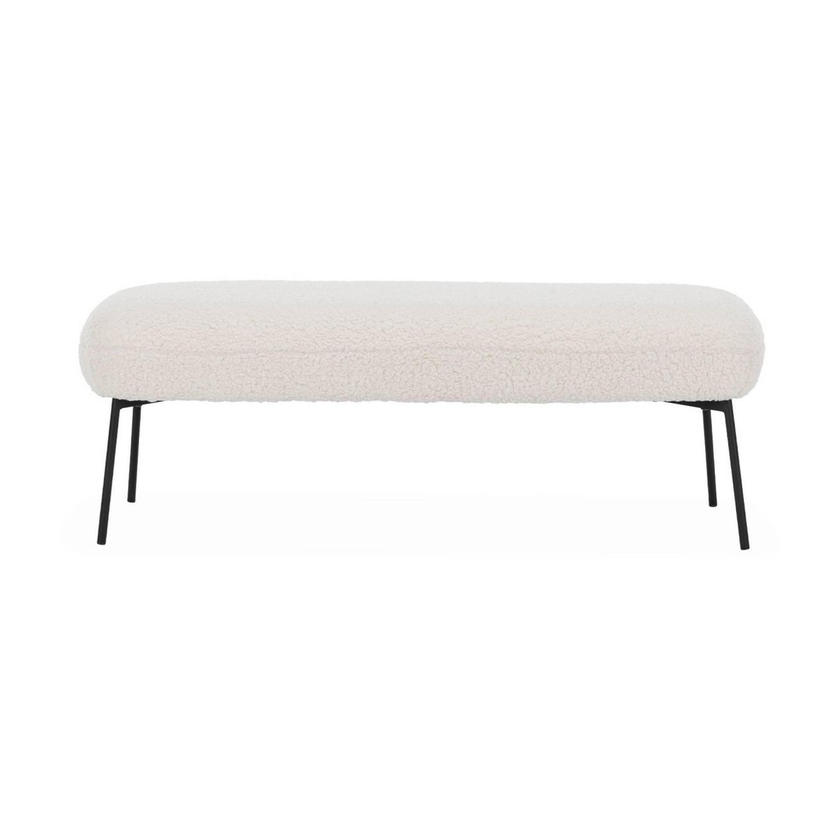 SWEEEK Banc, bout de lit avec revêtement bouclette, pieds en métal noir, L 120 x P 41 x H 42,5 cm