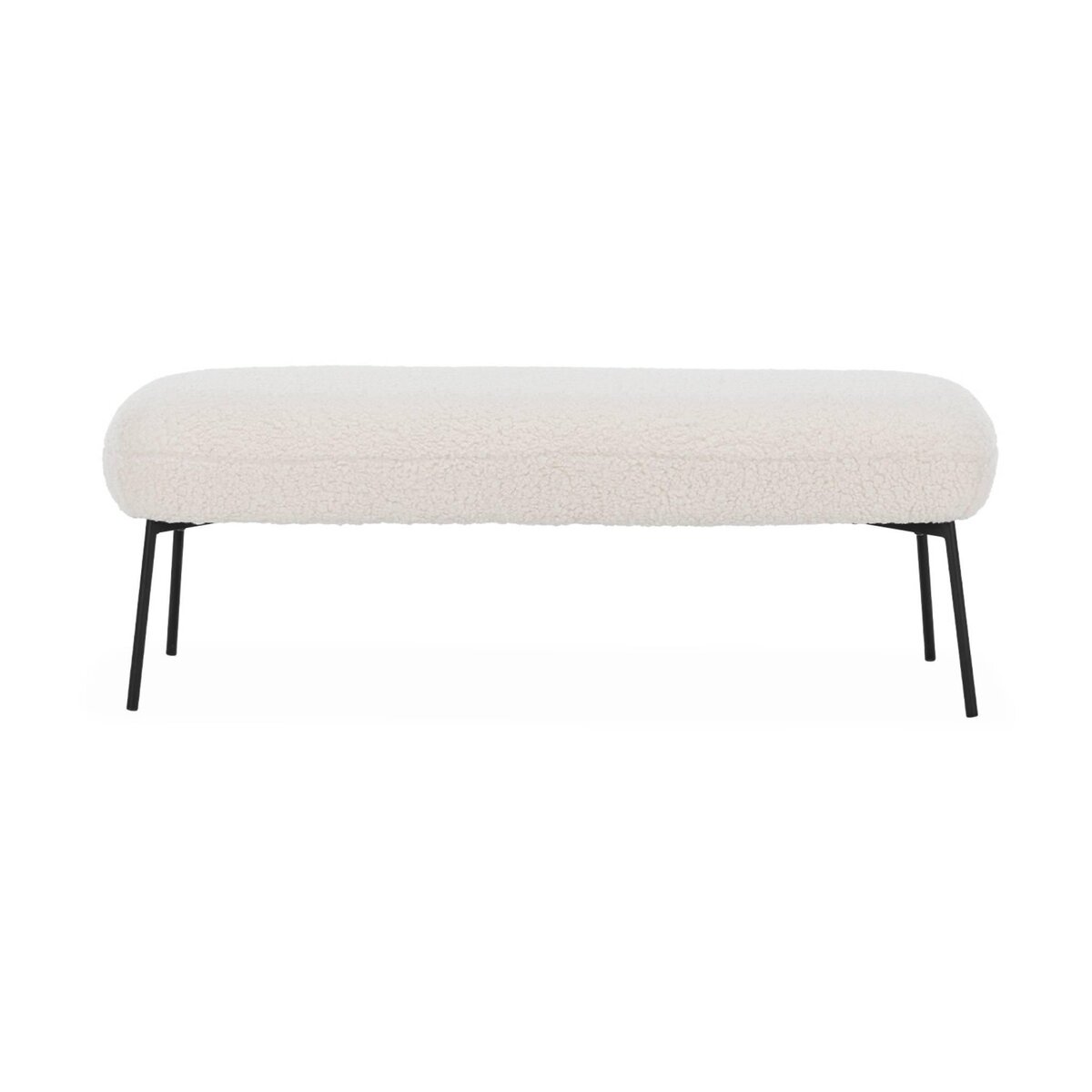 SWEEEK Banc, bout de lit avec revêtement bouclette, pieds en métal noir, L 120 x P 41 x H 42,5 cm