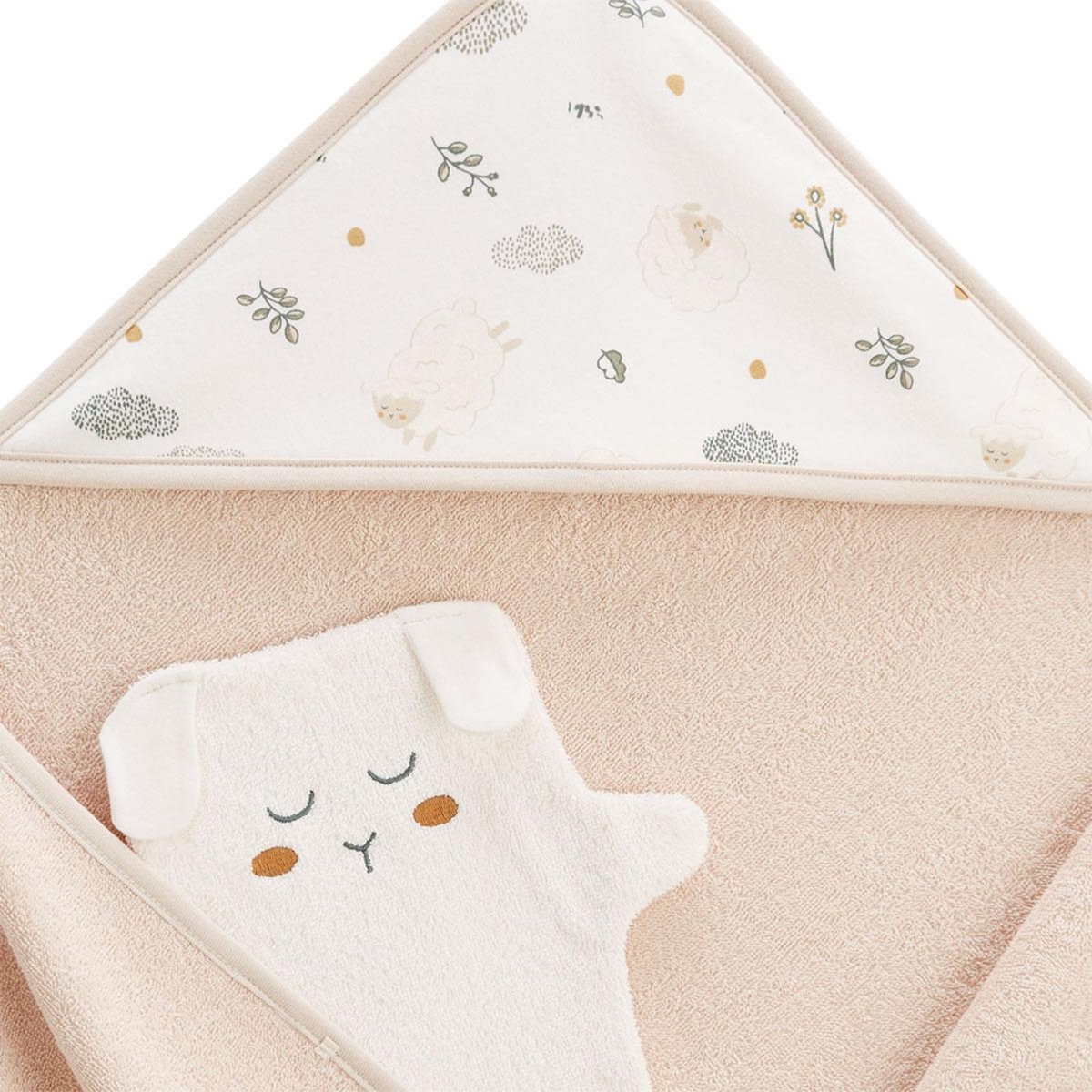 Petit Béguin Cape et gant de bain bébé Câlins