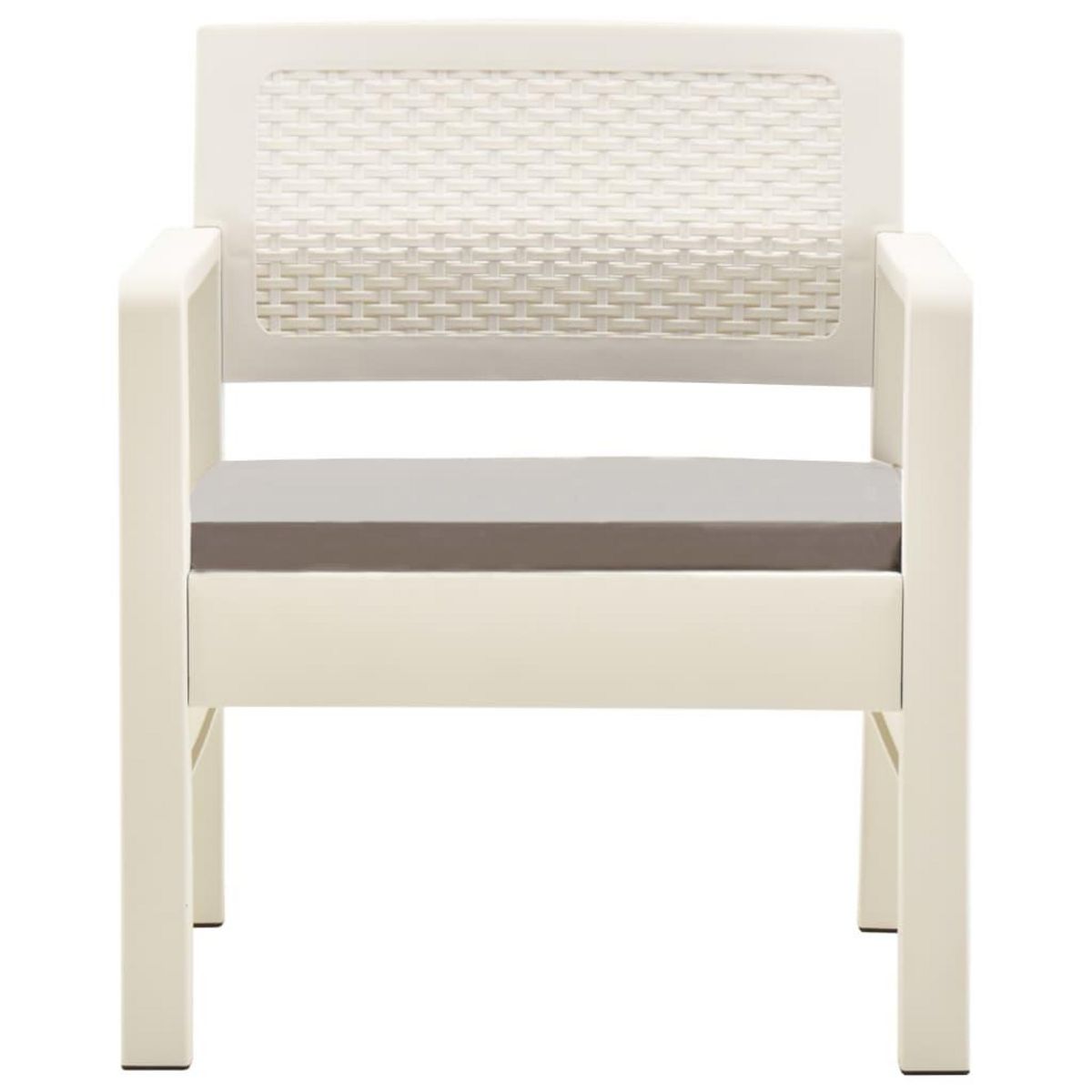 VIDAXL Salon de jardin 3 pcs avec coussins Plastique Blanc