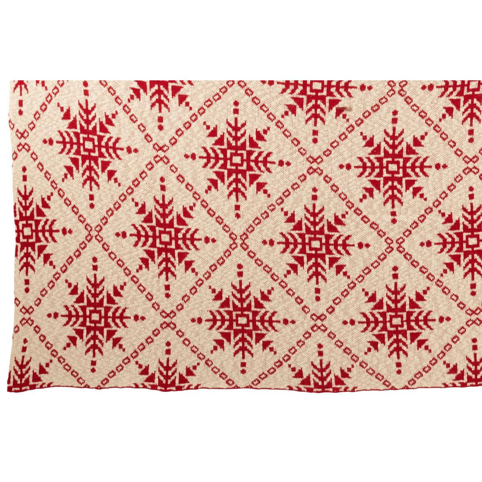 Voir la diapositive 3 : J-LINE Plaid imprimé  flocons de neige  130x180cm blanc cassé