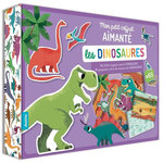 MON PETIT COFFRET AIMANTE LES DINOSAURES. AVEC DES CARTES,  2 TABLEAUX MAGNETIQUES ET 65 AIMANTS, Pesquimo
