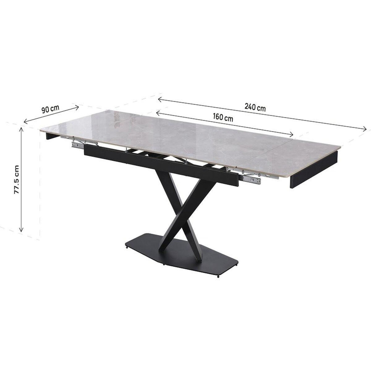 Habitat et Jardin Table à manger extensible en céramique 6 à 10 personnes  Silence  - Gris marbré