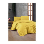GENERIQUE Parure de lit - 1 housse de couette 220 x 240 cm + 2 taies d'oreiller 60 x 60 cm - 100% coton renforcé - Jaune