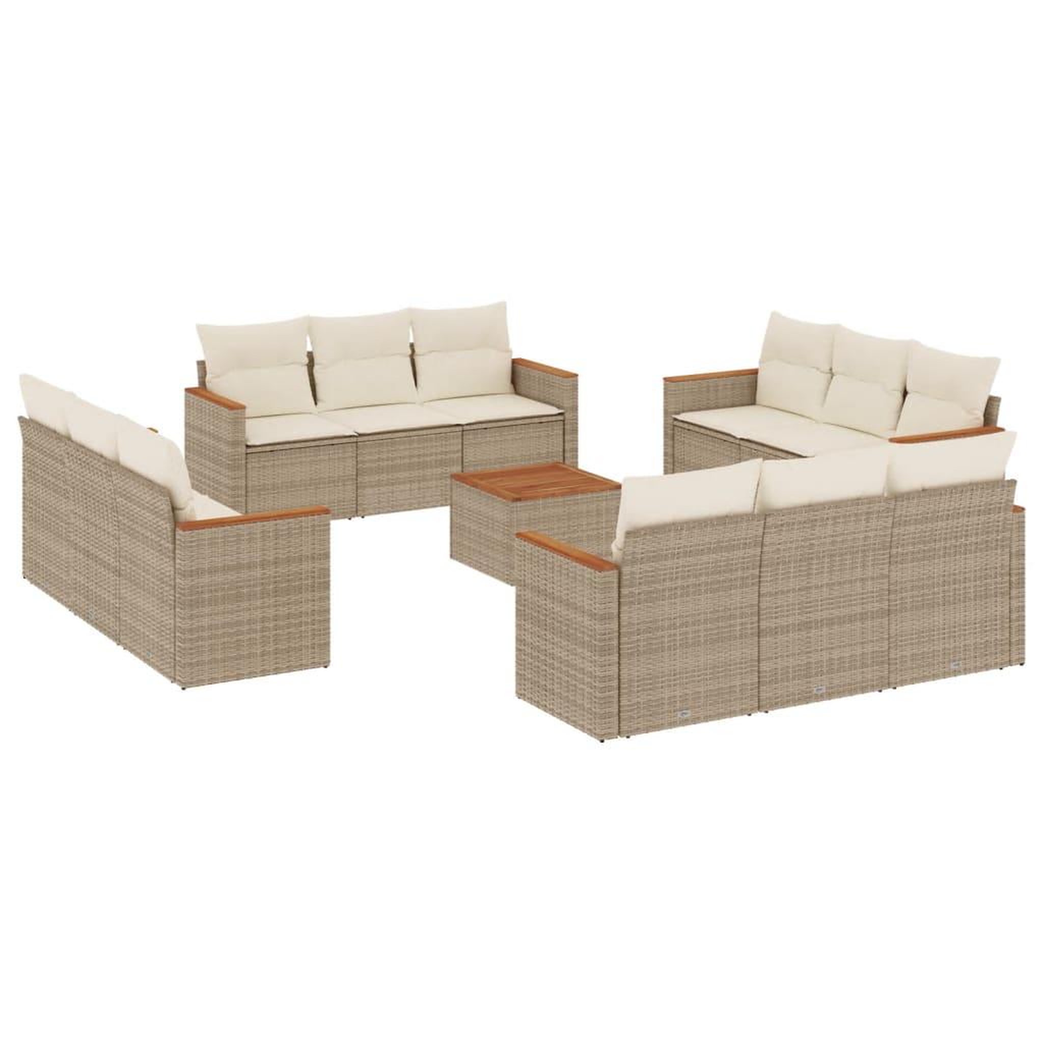 Voir la diapositive 2 : VIDAXL Salon de jardin avec coussins 13 pcs beige resine tressee