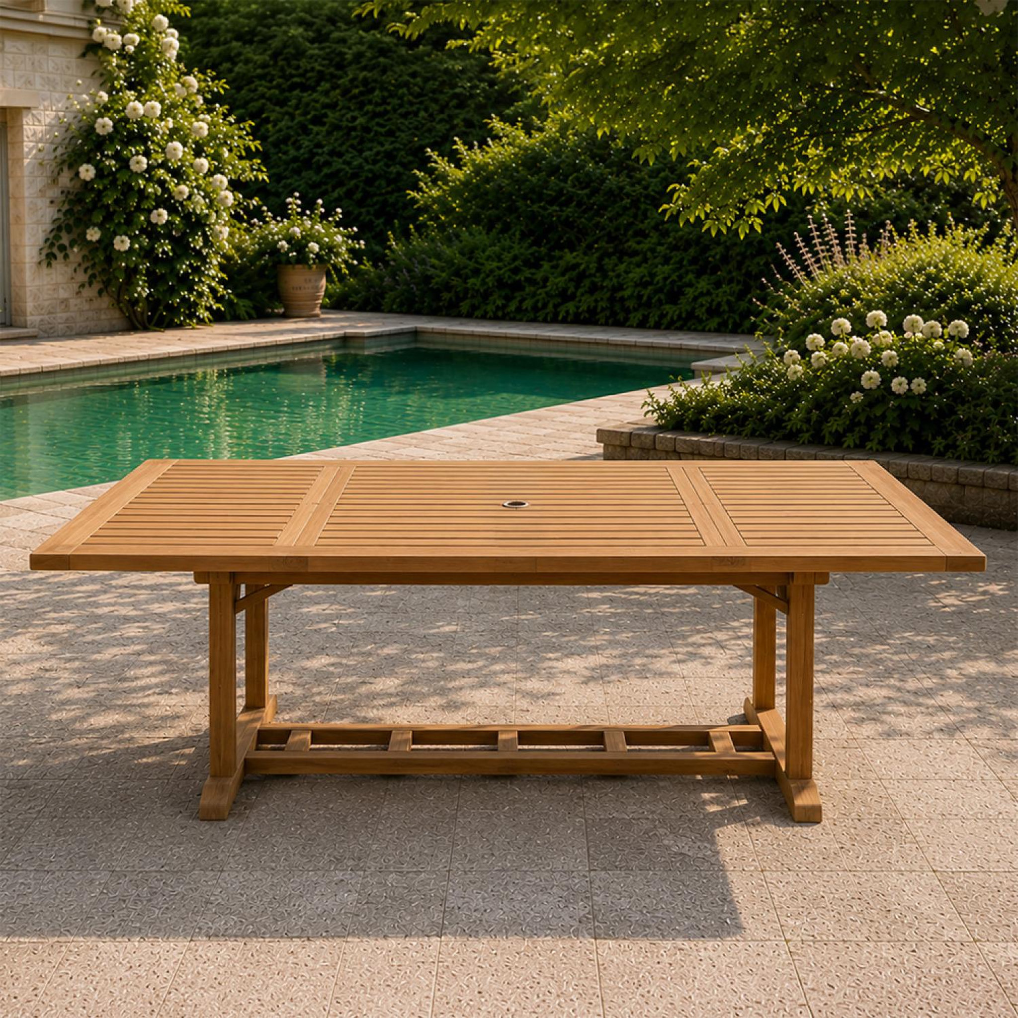Voir la diapositive 5 : CONCEPT USINE Table en teck rectangulaire extensible 170 cm