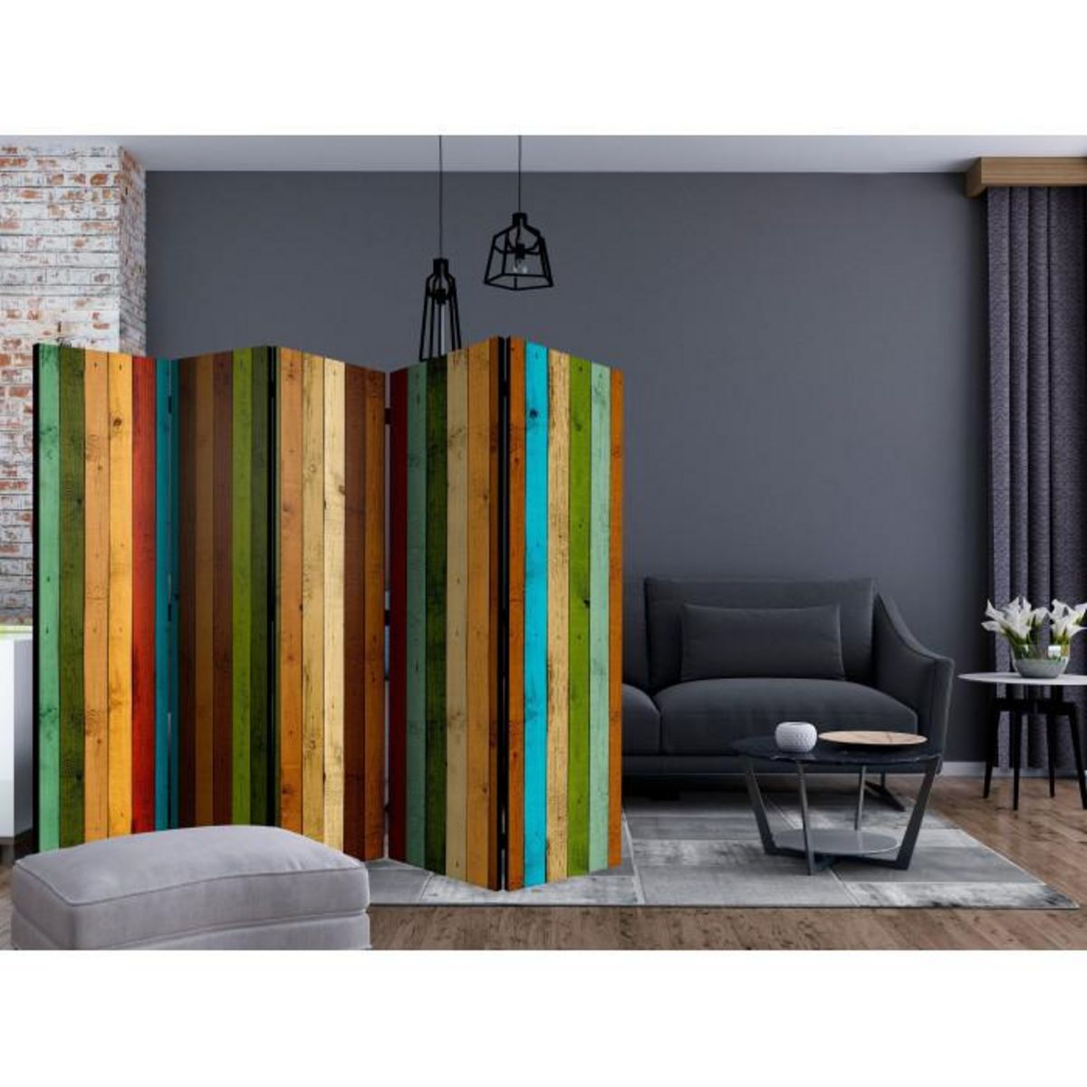 Paris Prix Paravent 5 Volets  Wooden Rainbow  172x225cm