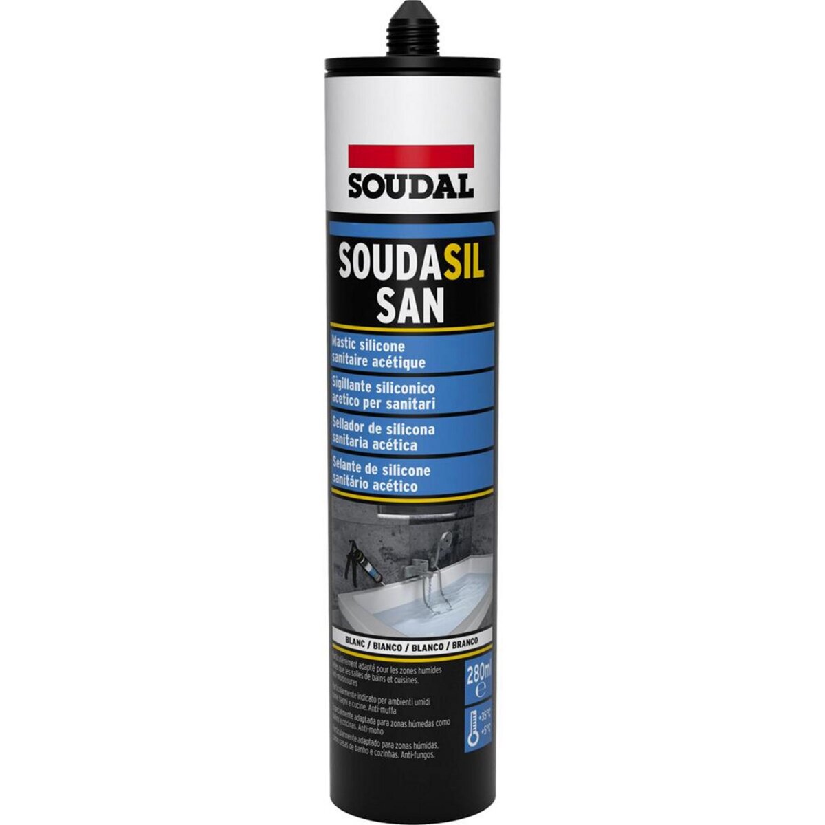 Soudal Cartouche silicone sanitaire blanc 280ml Soudal