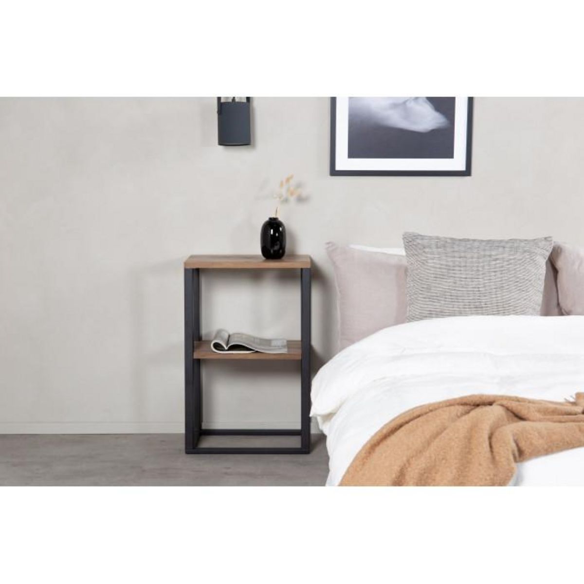 Paris Prix Table de Chevet Double  Rise  70cm Naturel & Noir