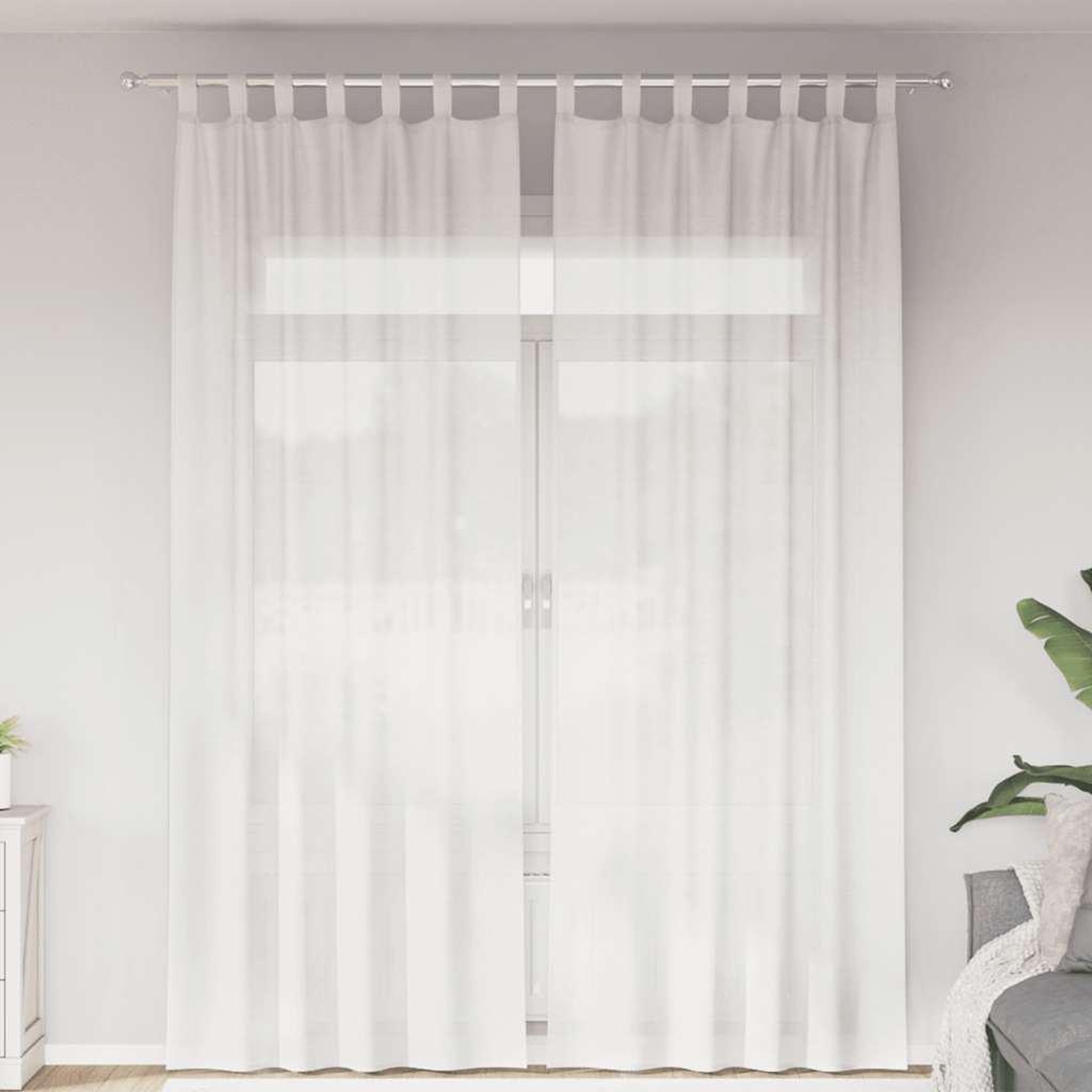 VIDAXL Rideaux en voile avec passe-tringles 2 pcs blanc