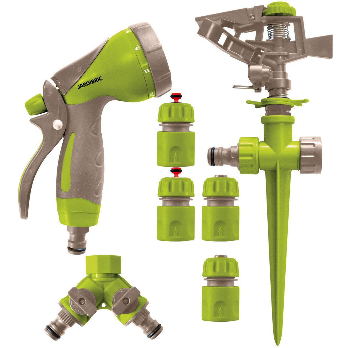 Jardibric Kit complet d'arrosage avec pistolet + arroseurs + té + raccords