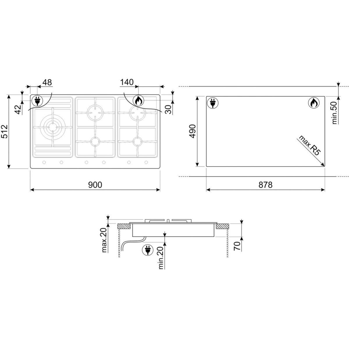 SMEG Plaque gaz PS9062