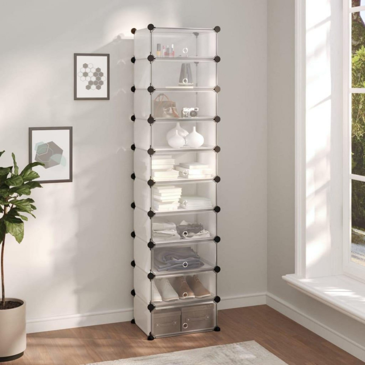 VIDAXL Etagere a chaussures Transparent 44x32x174 cm PP