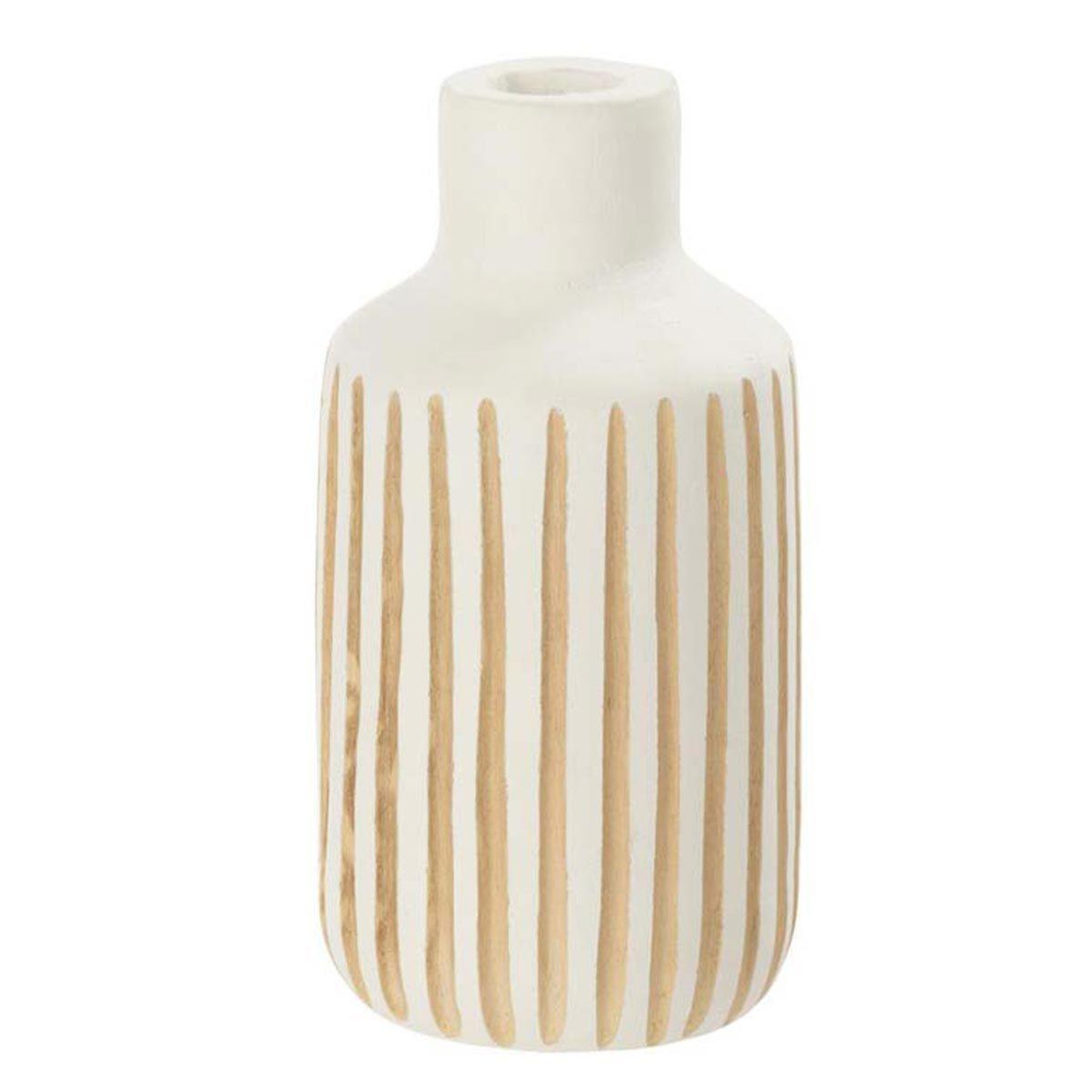 J-LINE Vase design en bois  ying  33cm blanc & naturel
