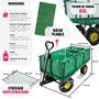 Voir la diapositive 6 : tectake Chariot de jardin chariot de transport avec des parois latérales rabattables vert