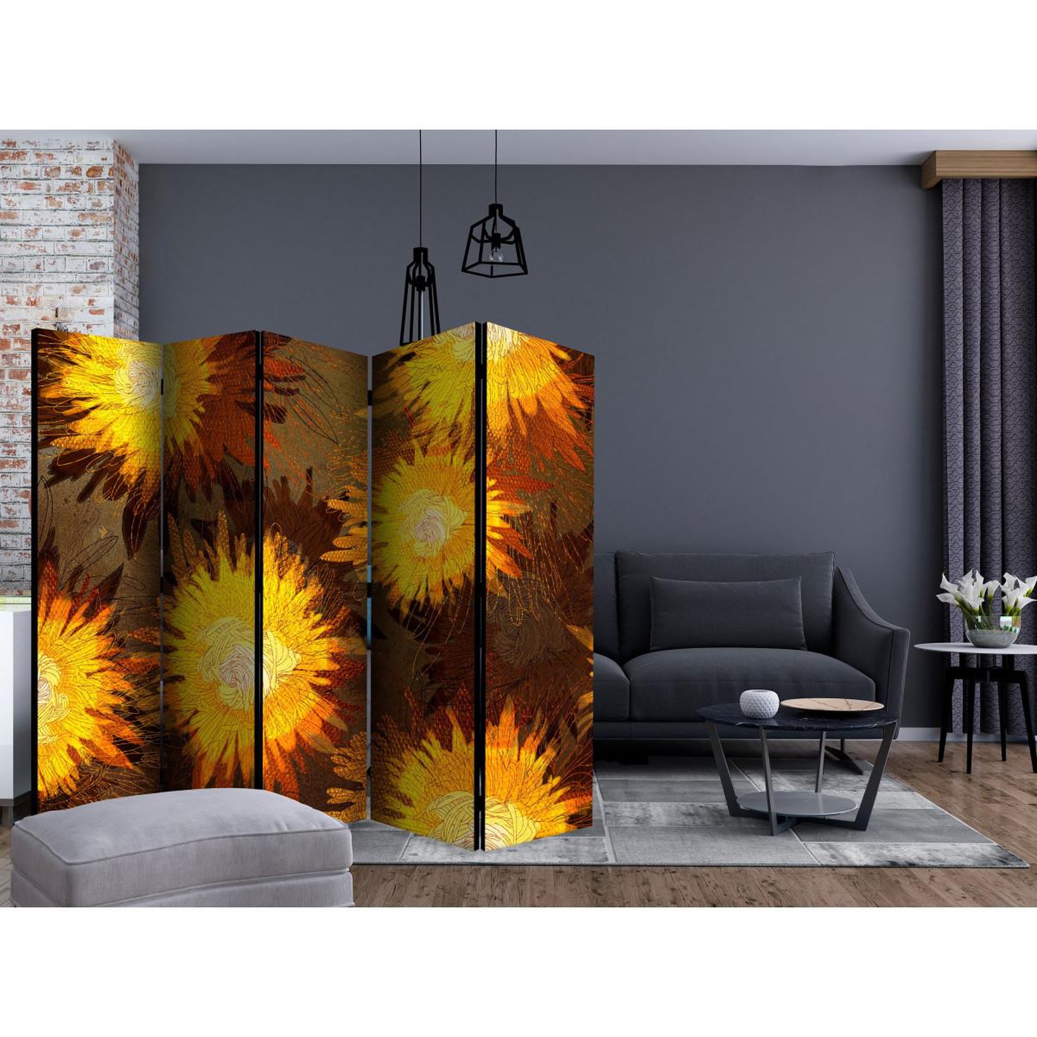 Voir la diapositive 2 : Paris Prix Paravent 5 volets  sunflower dance  172x225cm