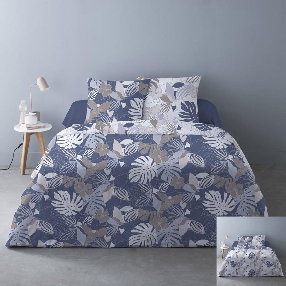 Dourev Housse de couette 240x220 Chika bleu + 2 taies