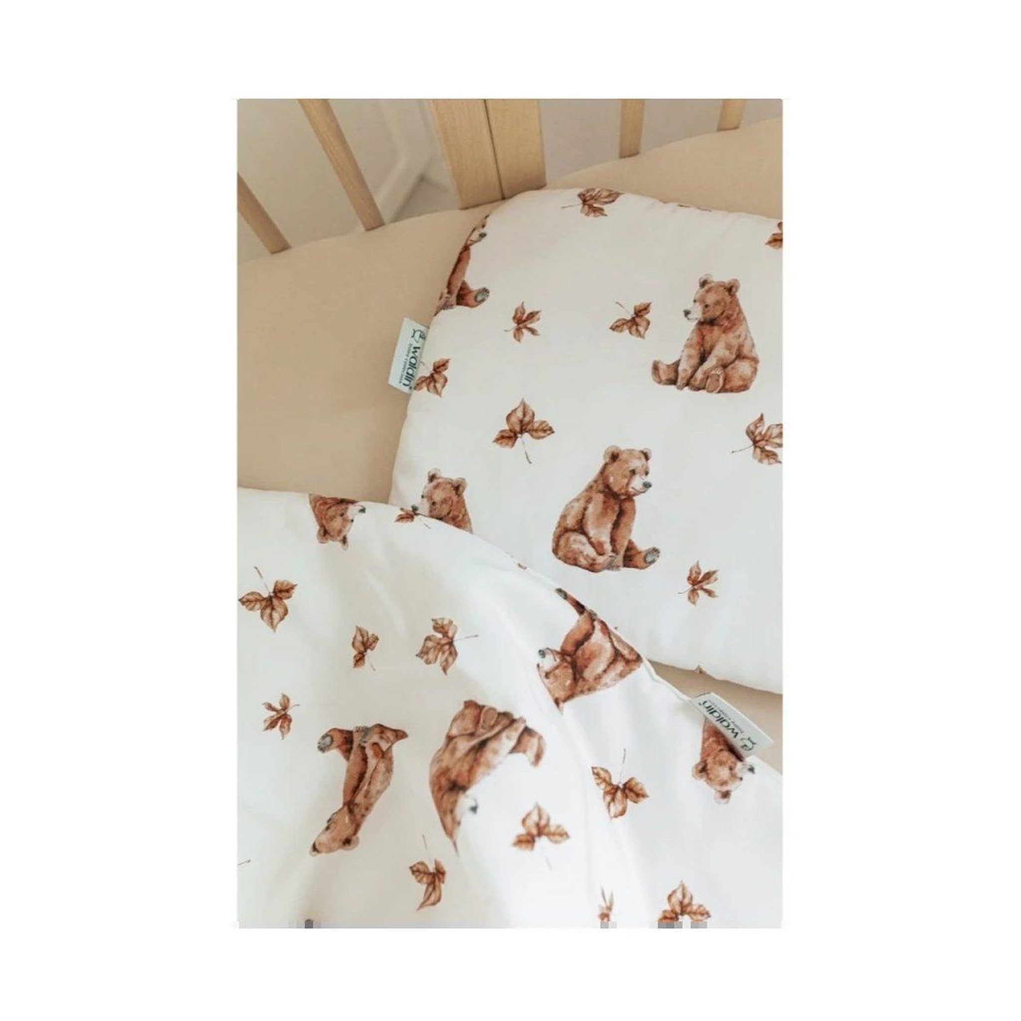 Voir la diapositive 3 : WALDIN Oreiller bébé 40 × 30 cm - motif oursons, blanc