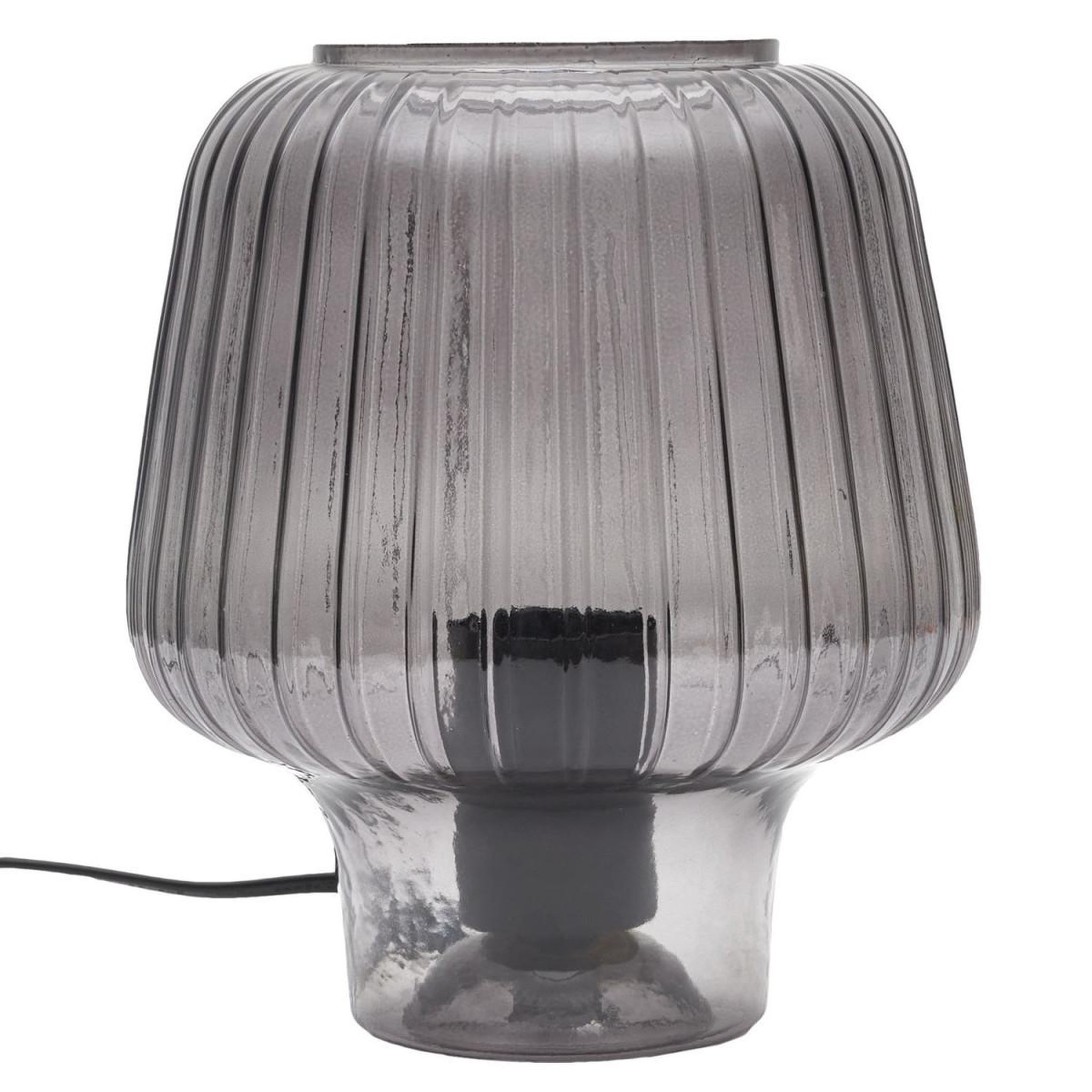 The Home Deco Factory Lampe à poser verre fumé  champignon  21cm noir