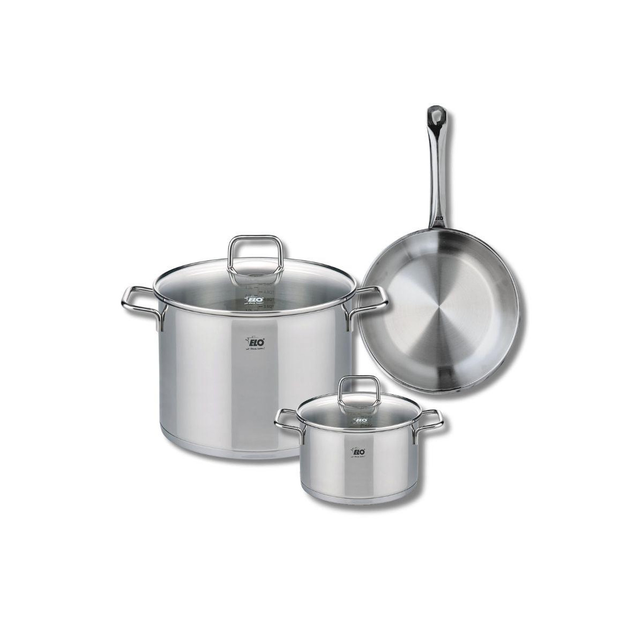 ELO Ensemble de 1 poêle de cuisson 24 cm et 2 faitouts 16 et 26 cm elo profi citrin