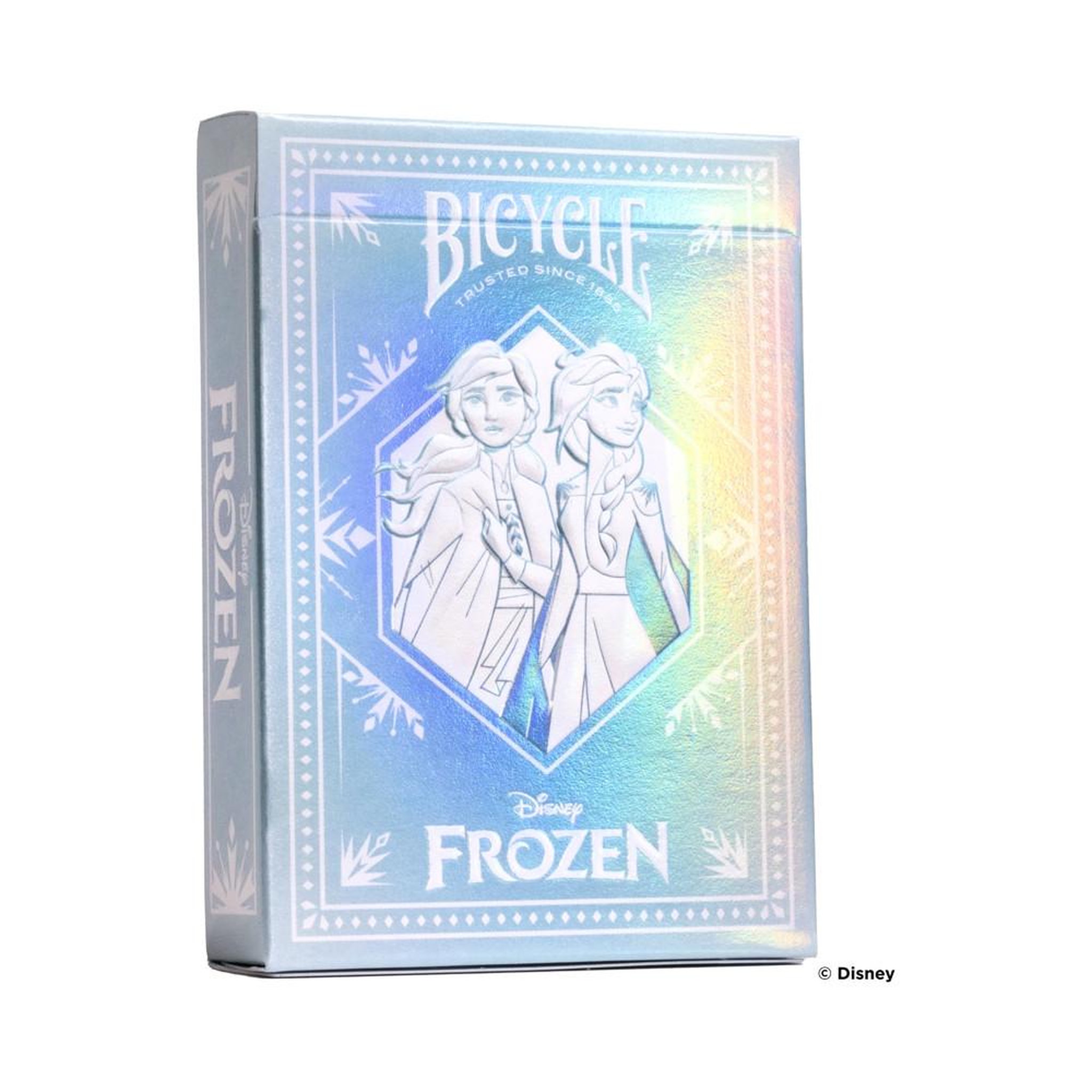 Cartamundi Jeu de cartes 54 pièces disney frozen – coffret bicycle, illustrations d'elsa et anna ton bleu holographique