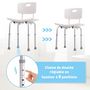 Voir la diapositive 3 : HOMCOM Chaise de douche siège de douche ergonomique hauteur réglable pieds antidérapants charge max. 136 Kg alu HDPE blanc
