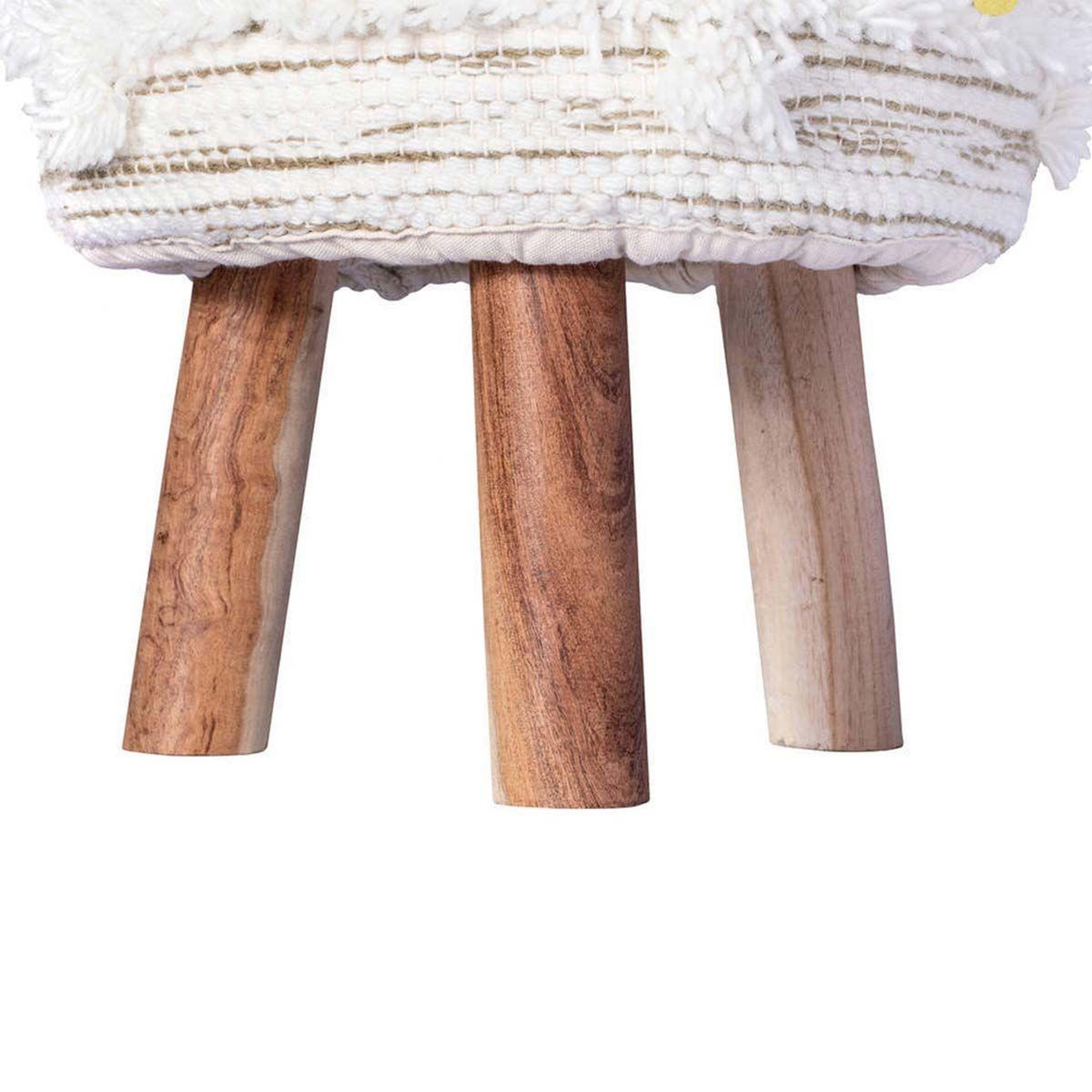 Voir la diapositive 3 : Paris Prix Tabouret Bohème Fait à la Main  Bohist IV  50cm Crème & Kaki
