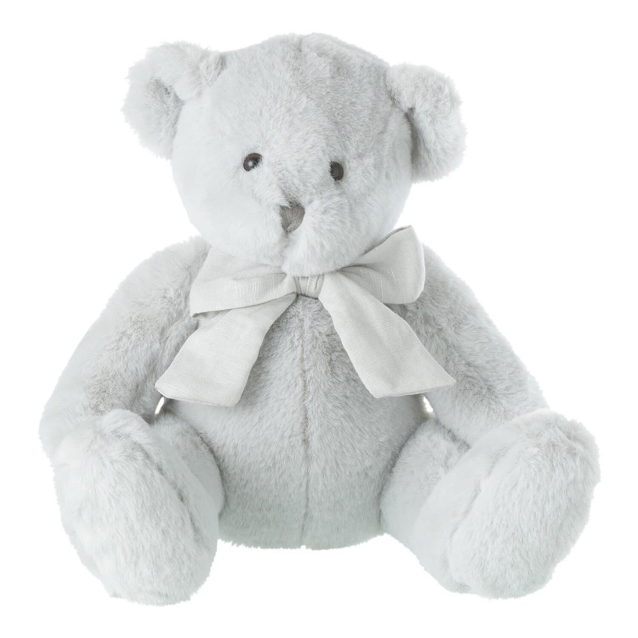 J-LINE Peluche enfant  ourson nœud  20cm gris