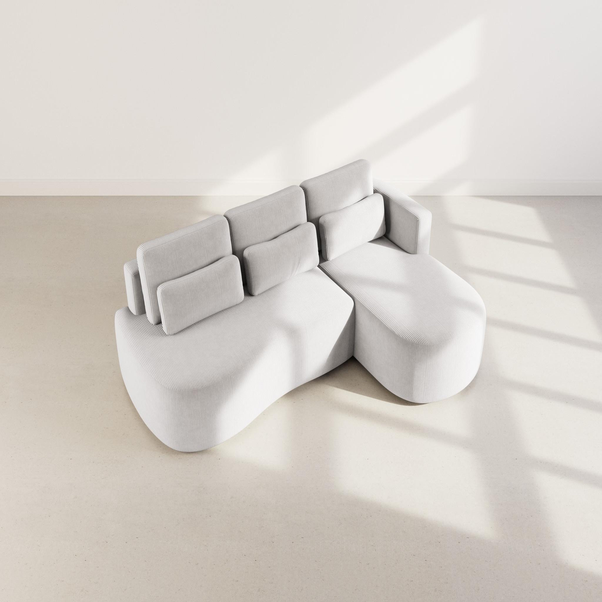 Voir la diapositive 6 : BEST MOBILIER Mahina - canapé d'angle droit 4 places convertible avec coffre en velours côtelé