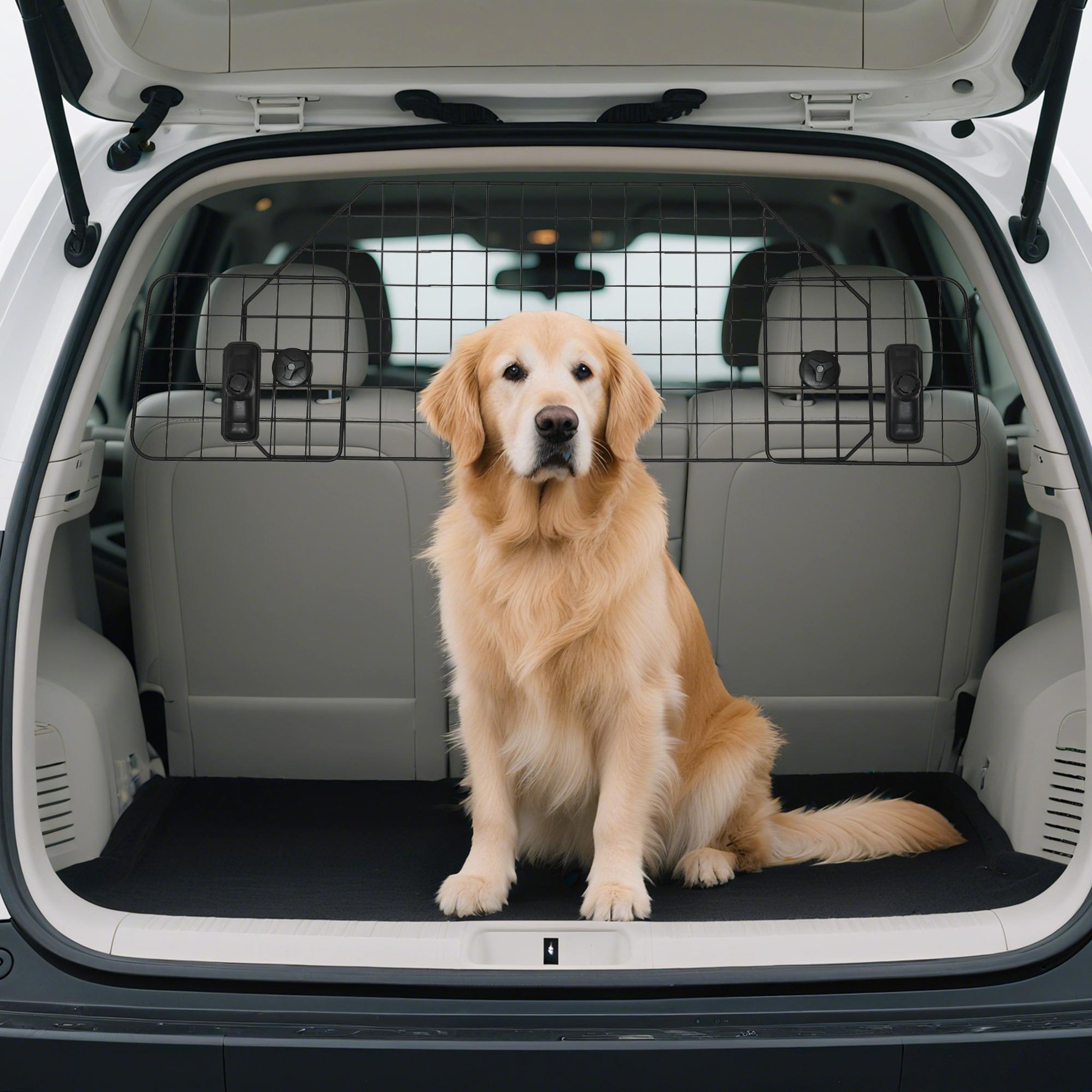 Voir la diapositive 2 : PAWHUT Barrière grille de séparation universelle voiture pour chien réglable 90-120l x 40h cm kit complet installation inclus noir