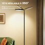 Voir la diapositive 6 : HOMCOM Lampadaire LED sur pied - tête rotative 350° - réglable télécommande métal noir