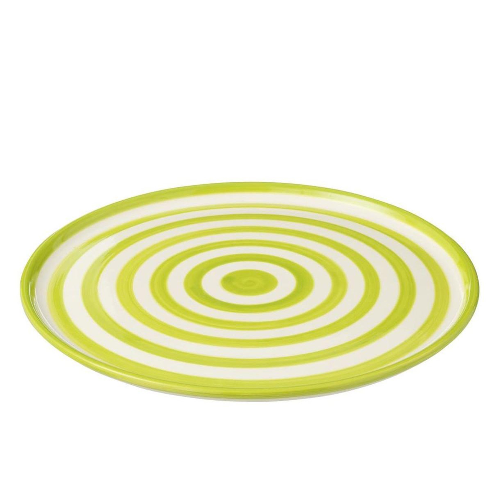 Voir la diapositive 2 : J-LINE Assiette de présentation en céramique  granada rayure  34cm vert