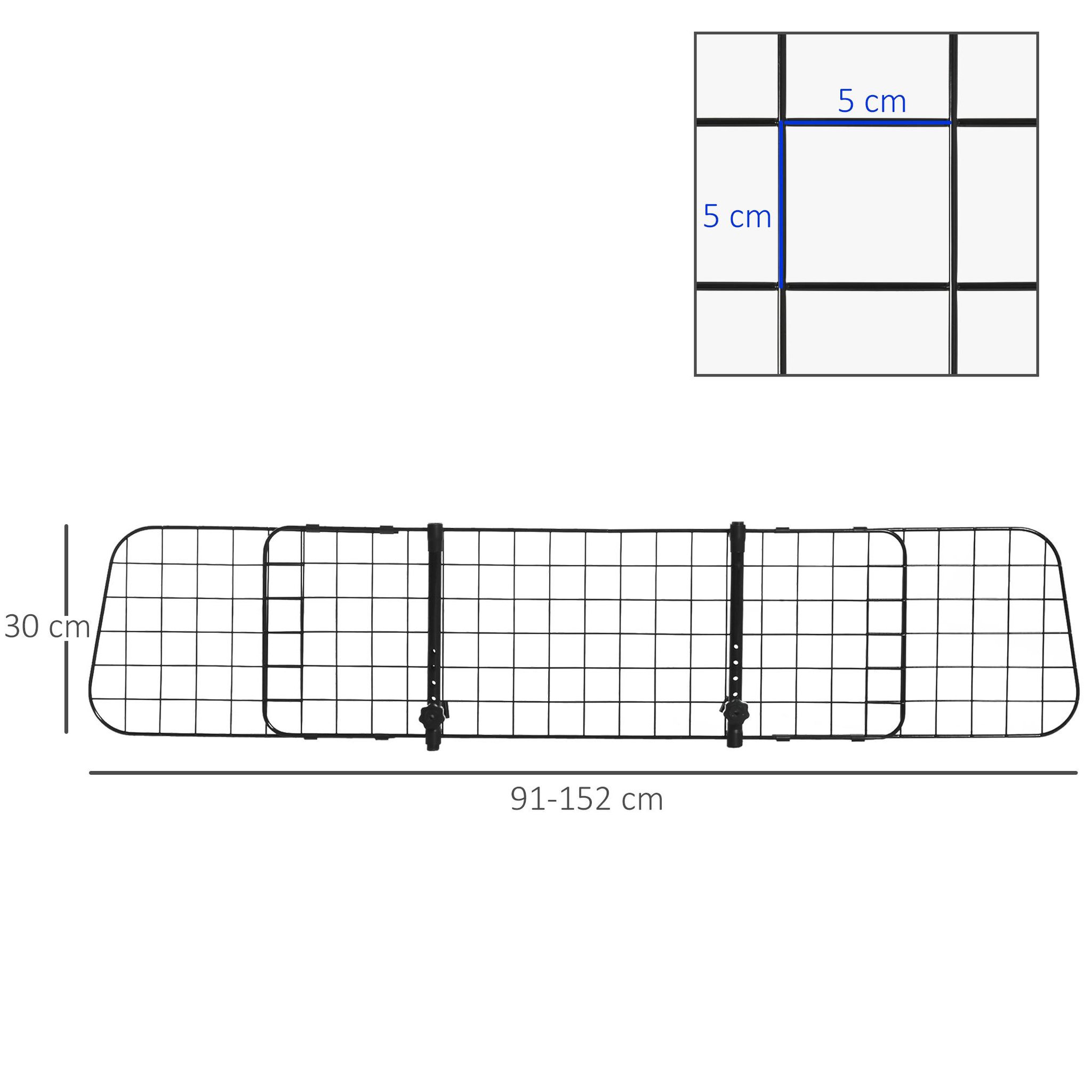 Voir la diapositive 3 : PAWHUT Barrière grille de séparation universelle voiture pour animaux longueur réglable dim. 91-152l x 30h cm kit complet installation inclus noir