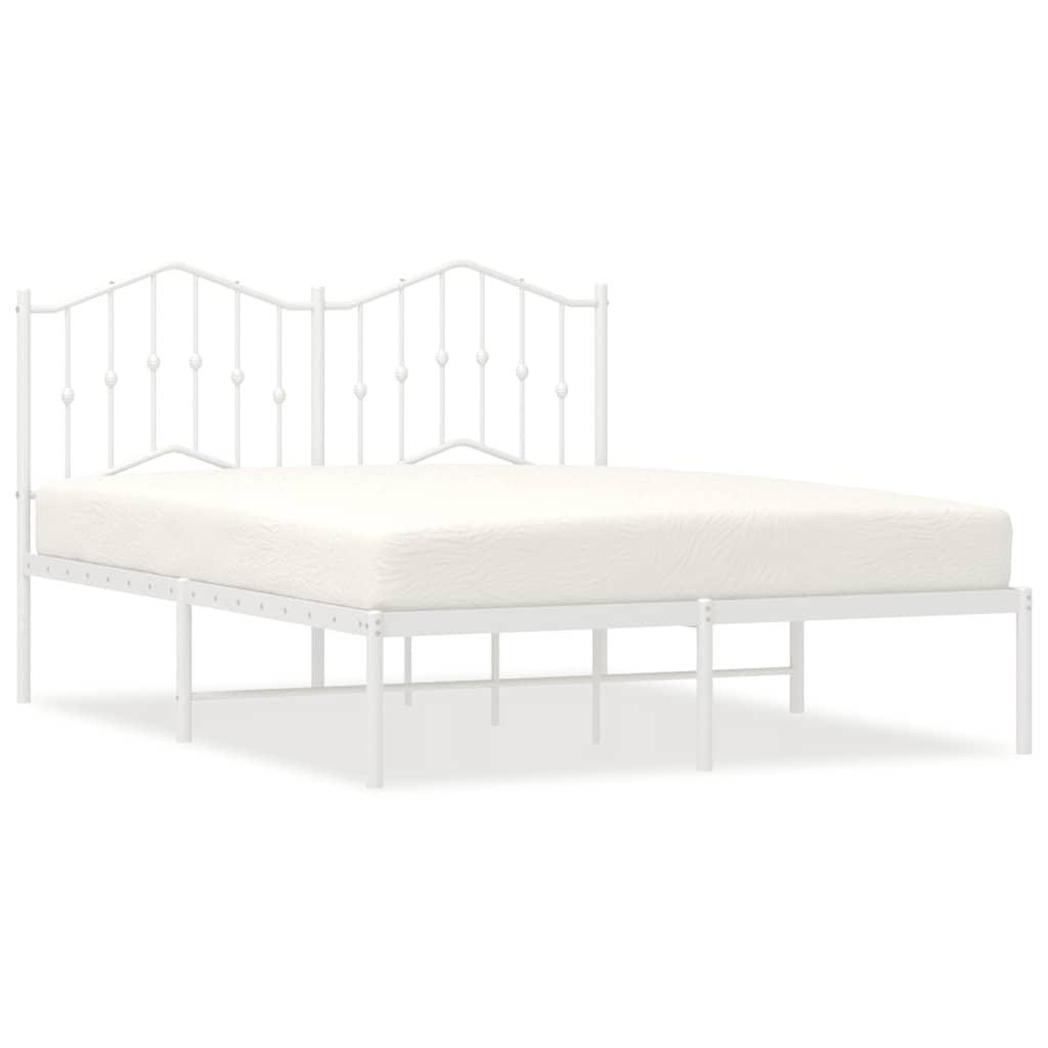 Voir la diapositive 2 : VIDAXL Cadre de lit metal sans matelas et tete de lit blanc 150x200 cm