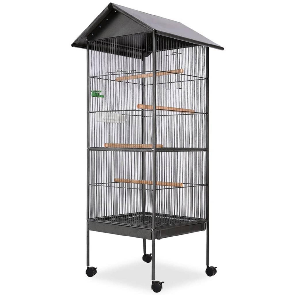 VIDAXL Cage a oiseaux avec toit Acier Noir 66 x 66 x 155 cm