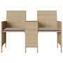 Voir la diapositive 5 : VIDAXL Canape de jardin 2 places avec table et tabourets beige rotin